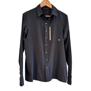 Stoic Long Sleeve Performance Shirt Men’s M Black Snap Button Stretch Hiking